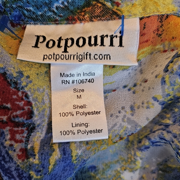 Vintage Blouse Modern Colorful Abstract Art Design Button up Long Sleeve - Picture 4 of 12